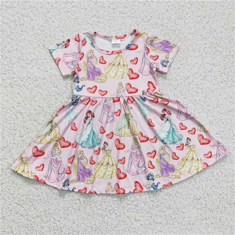 GSD0169 Girls  Princess Heart Short Sleeve Dress