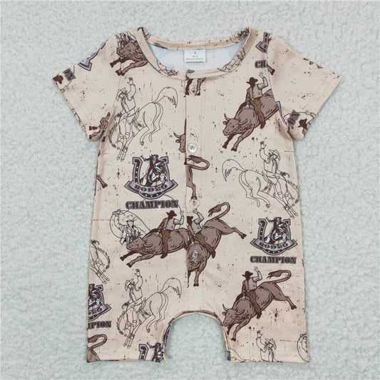 SR0278 CHAMPION RIDING BROWN SHORT SLEEVE JUMPSUIT