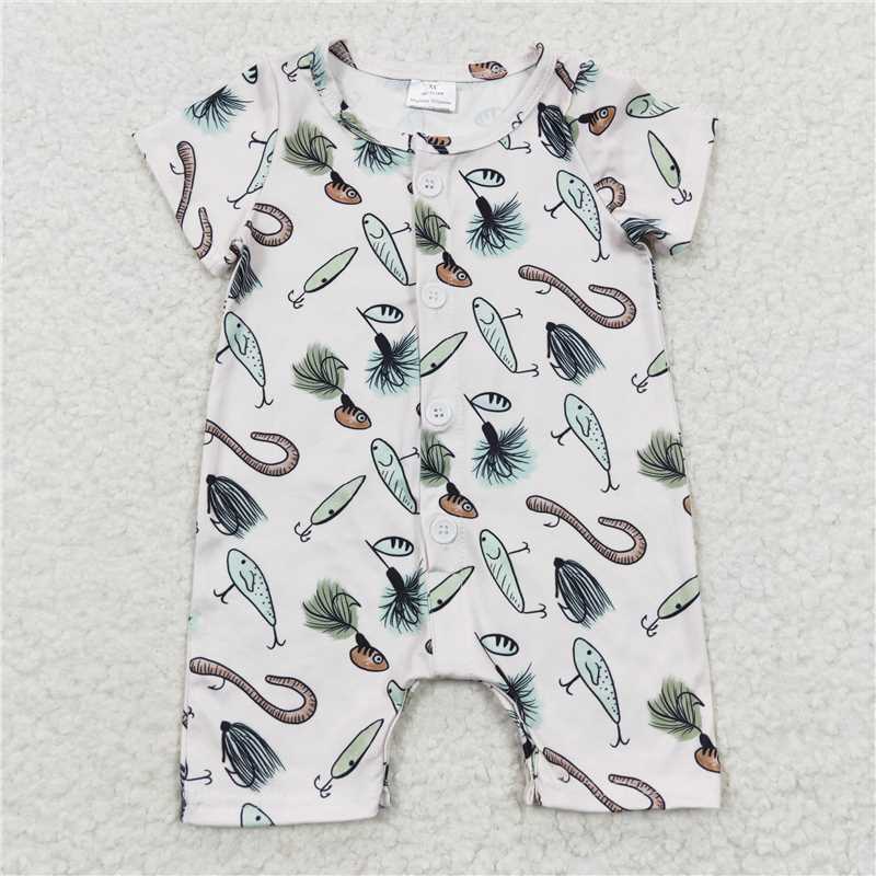 SR0259 Fishing Green Short Sleeve Bodysuit