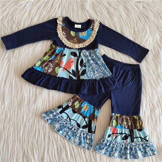 long sleeve girl's children outfit sets