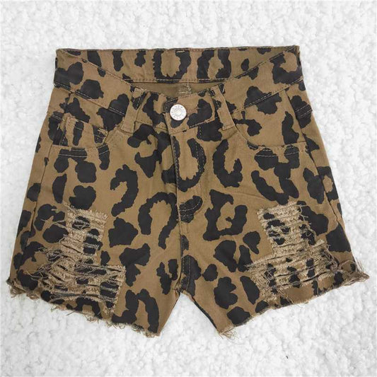 Leopard Denim Shorts