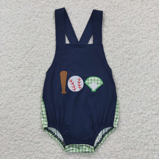 SR0272 Boys Embroidered Baseball Navy Blue Vest Onesie