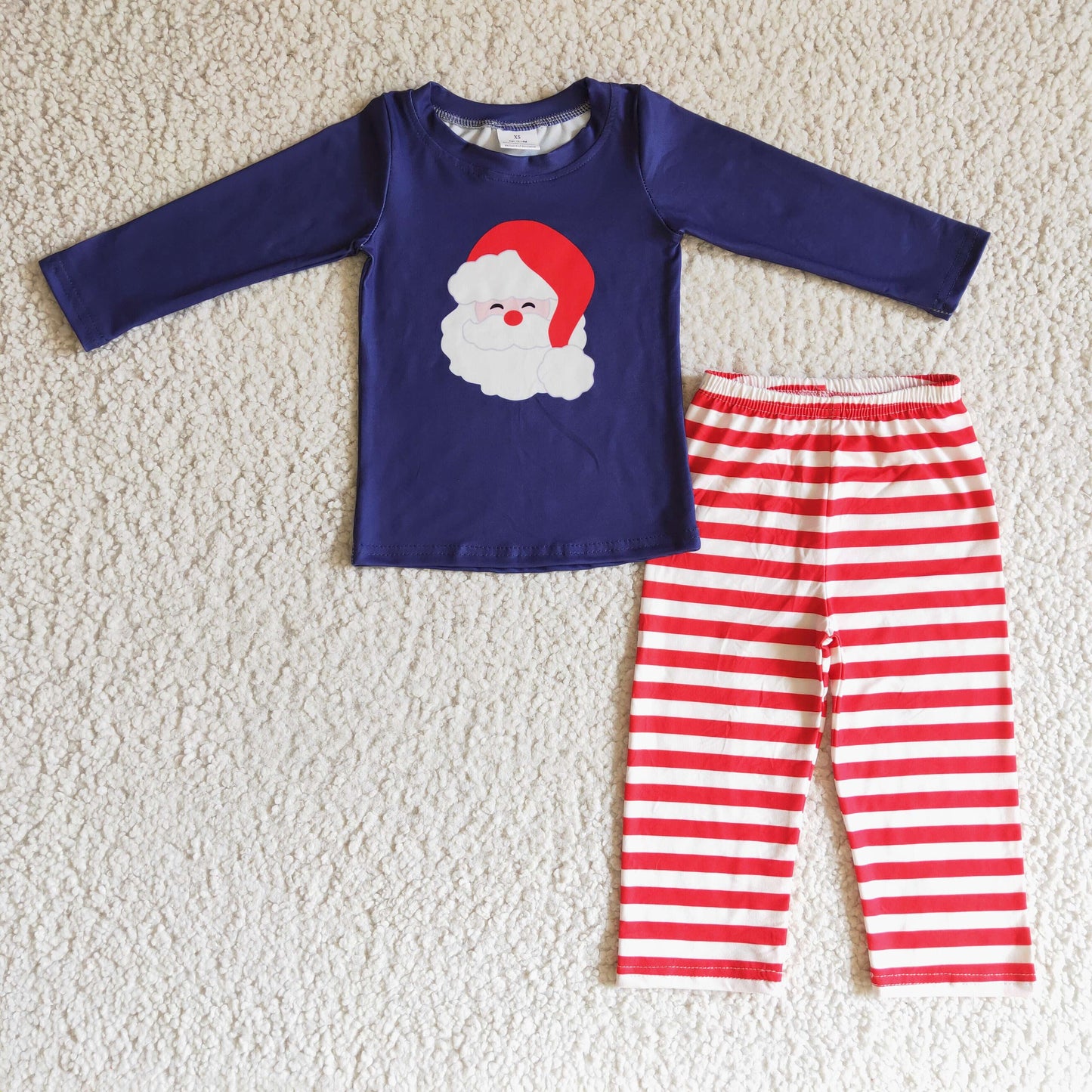 BLP0091 Kids Christmas Clothing Boys Short Sleeve Top And Long Pants Cartoon Print