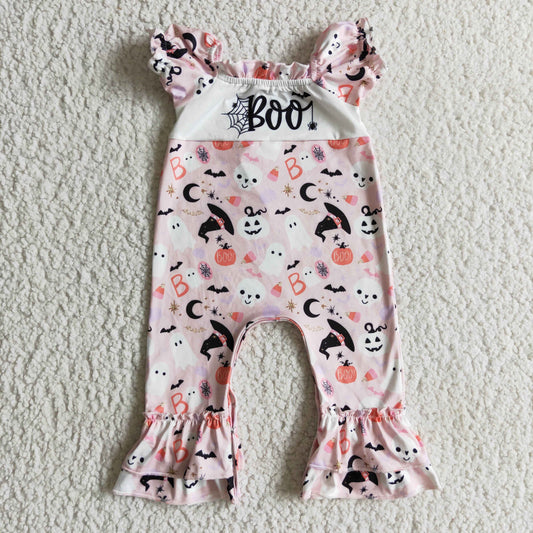 SR0091 Newbourn baby halloween romper cartoon print short sleeve long pants milk silk