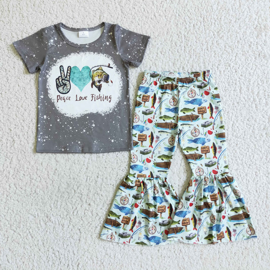 Aa-3 Girls outfit short sleeve long pants set cartoon print