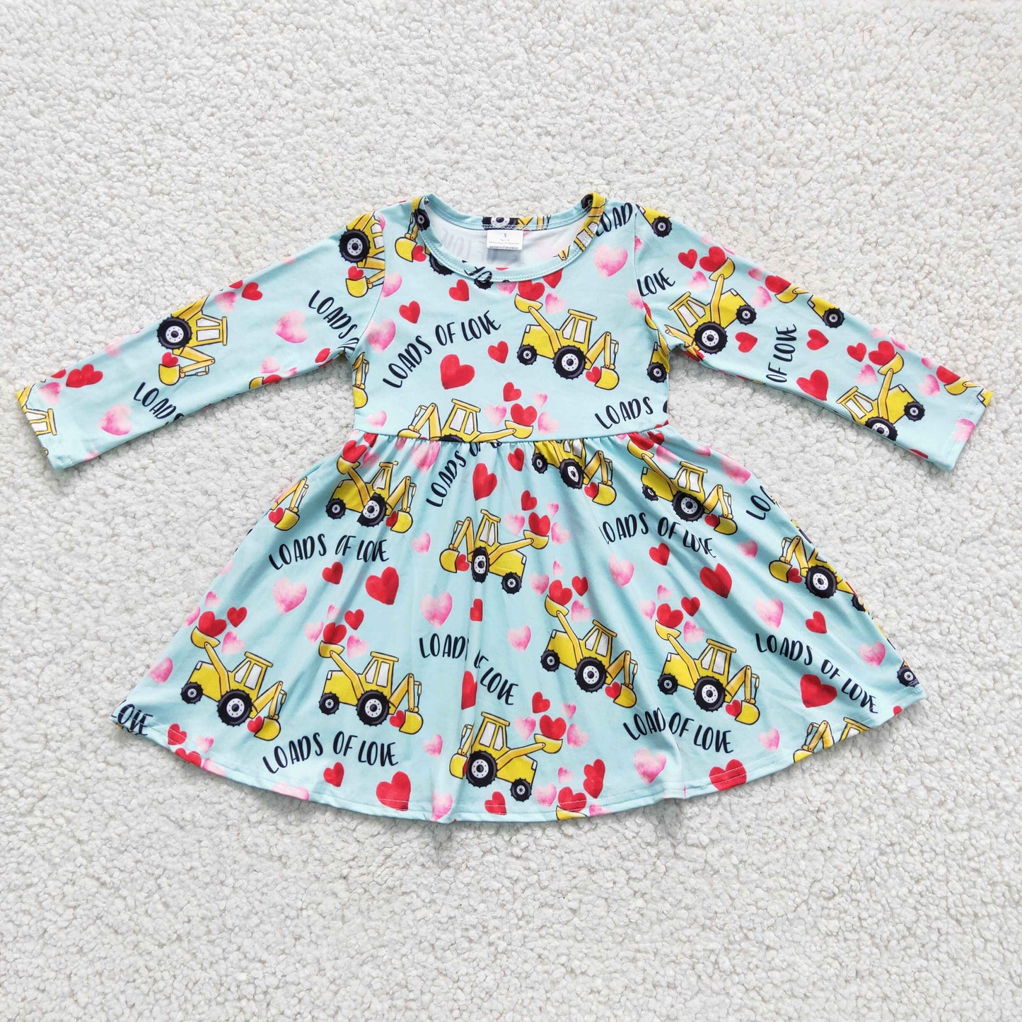 GLD0167 Valentine's Day baby clothing long sleeve kids dresses for girls milk silk car print