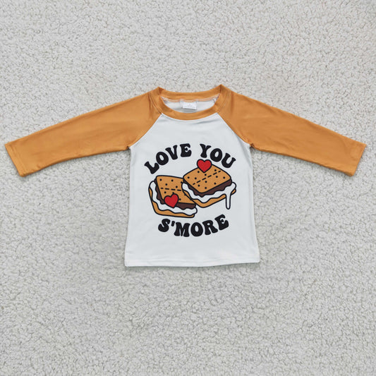 RTS NO MOQ（In Stock ) boys Valentine's Day shirt long sleeve top cake print clothing milk silk