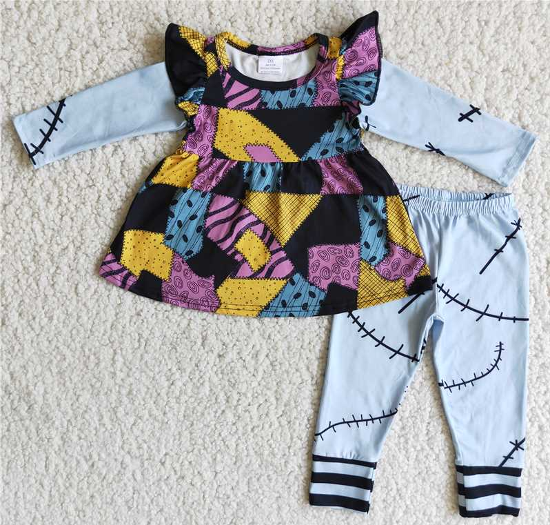 RTS  No moq 6 A5-5 dress top with  pants girl  outfits