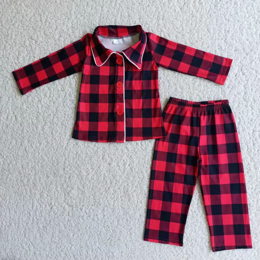 6 B8-24 2pcs checkered match boys outfits