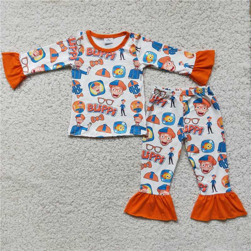 RTS NO MOQ ETA 5/7days Arrived 6 C11-2 2pcs cartoon long sleeve match girl's outfits