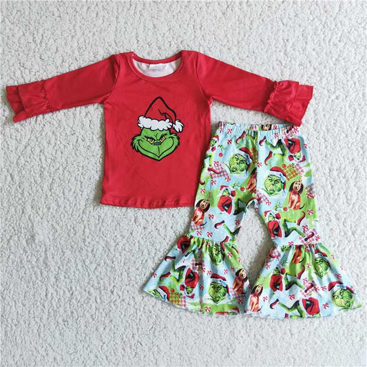 6 C9-25  kids Christmas set long sleeve top with pants set