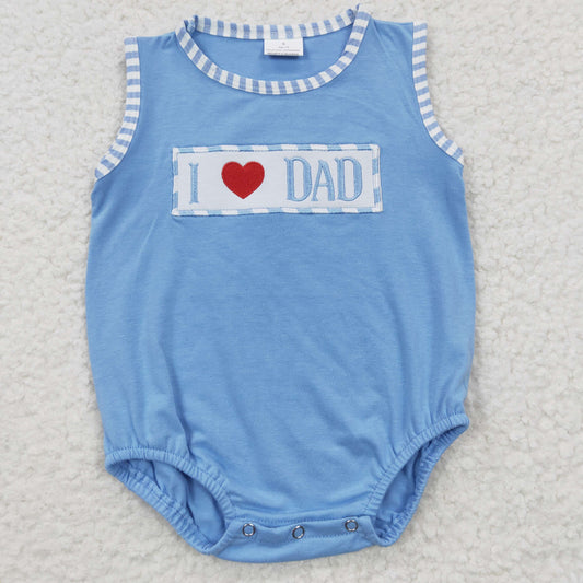 SR0236 Boys Embroidered I LOVE DAD Sleeveless Jumpsuit