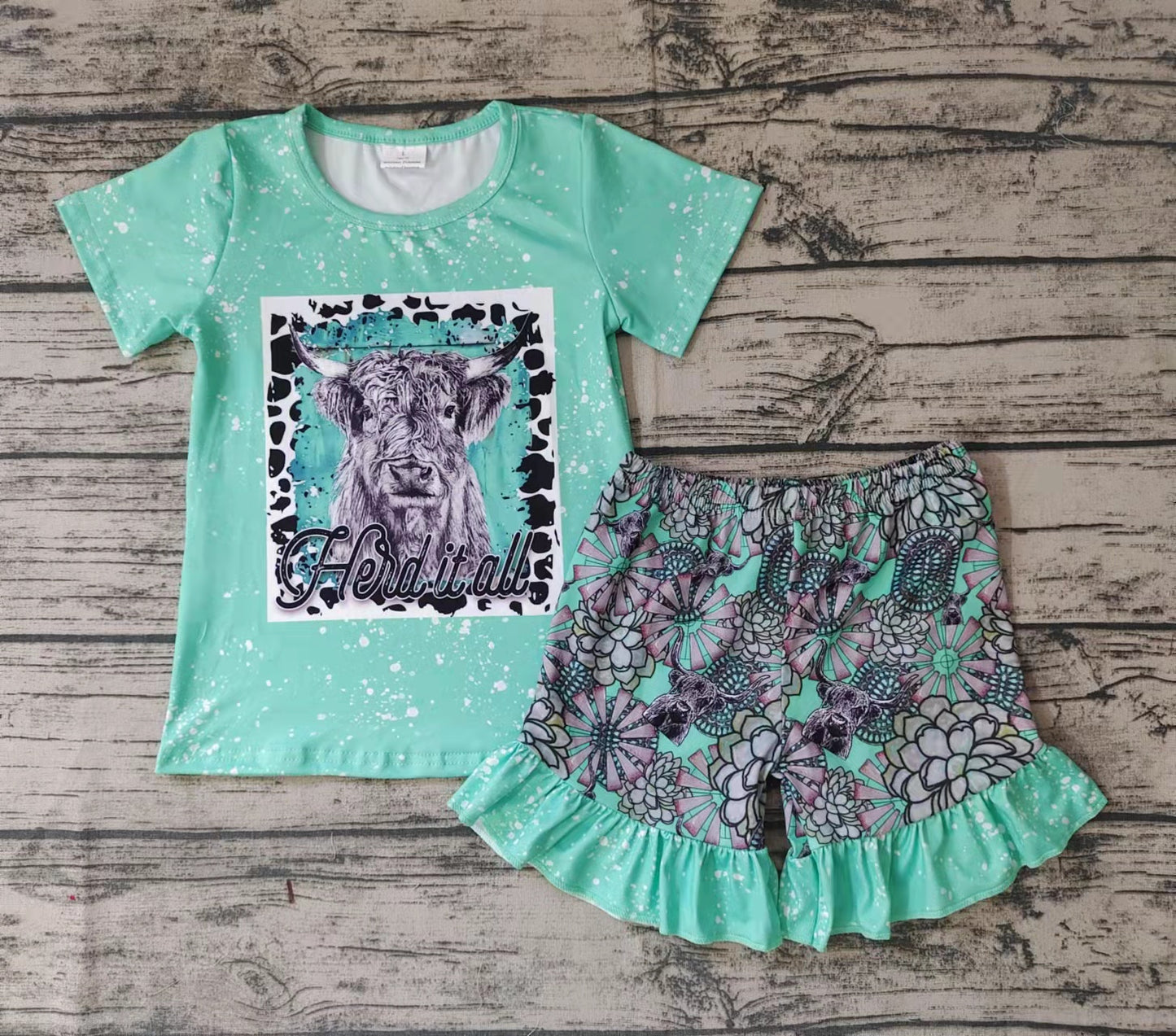 teal color cow outfits