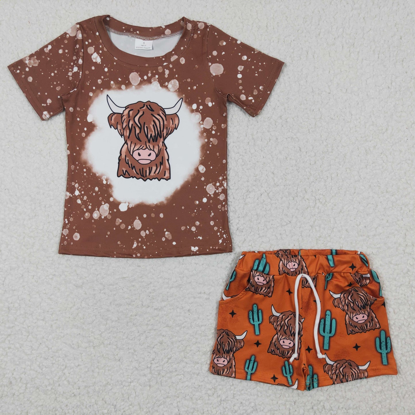 BSSO0199 Boys' Alpine Cactus Short Sleeve Shorts Set