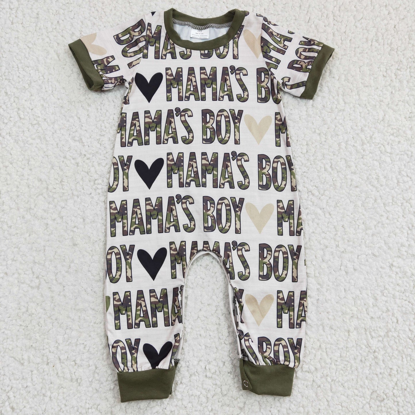 SR0134 Boys MAMAS BOY green short-sleeved jumpsuit
