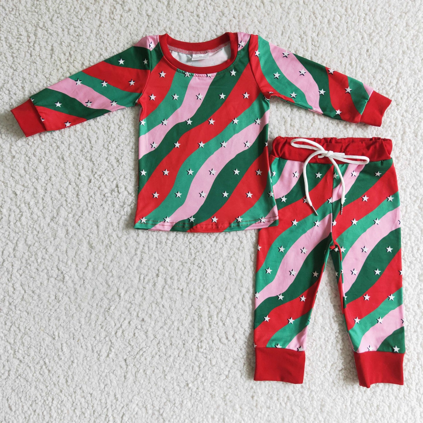 RTS NO MOQ ETA 5/7days Arrived GLP0186 Kids Christmas Clothing Girls Long Sleeve Top And Long Pants Pajamas
