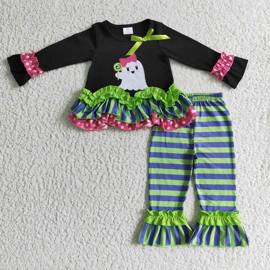 GLP0182 girls Halloween outfit long sleeve and long pants cartoon print