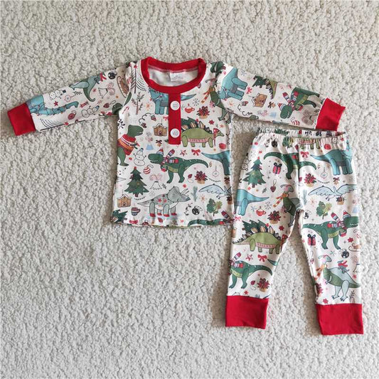 6 A3-27 2pcs Dinosaur long sleeve match boy's outfits