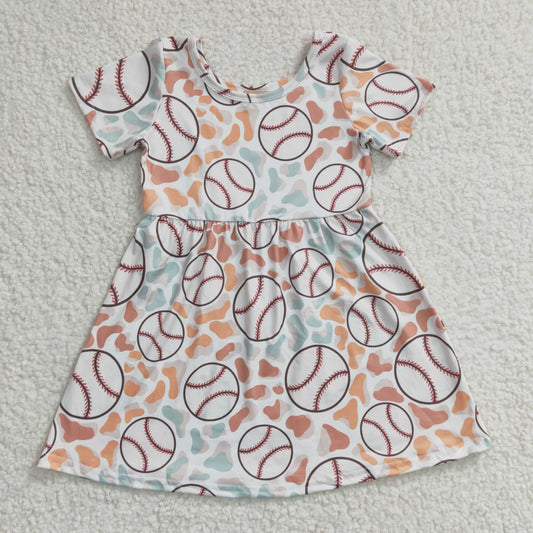 RTS NO MOQ GSD0249 girls baseball short sleeve dress