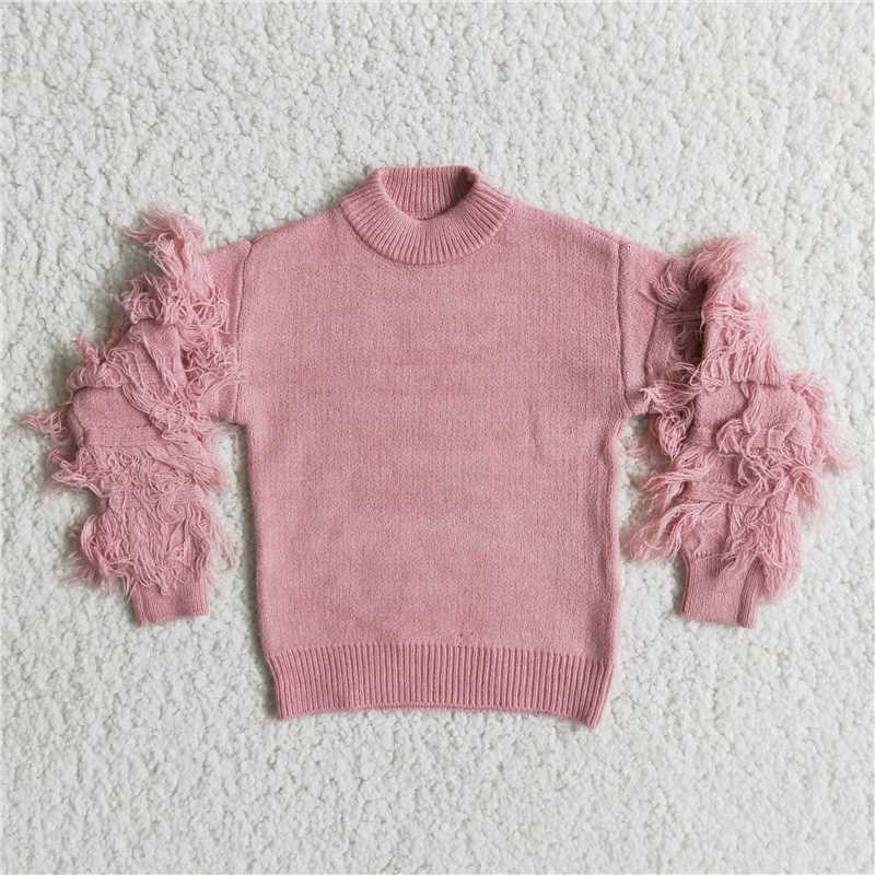 6 B10-39 girls clothing long sleeve pink sweater