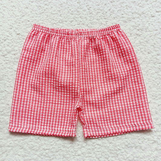 SS0076 Boys Red Plaid Shorts
