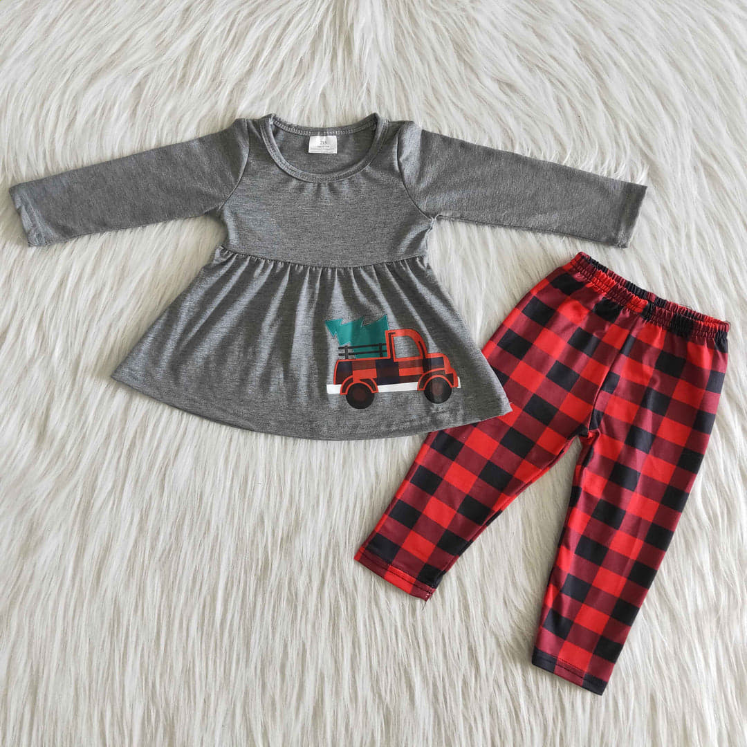 6 A22-20  kids clothing Girls Christmas  Long Sleeve Long Pants Set