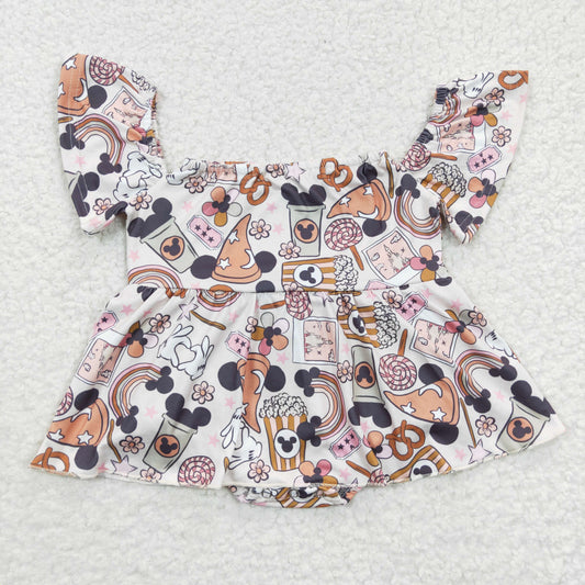 SR0275 Girls Mickey Head Rainbow One-shoulder Jumpsuit