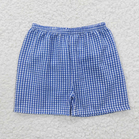 SS0074 Boys Blue Plaid Shorts