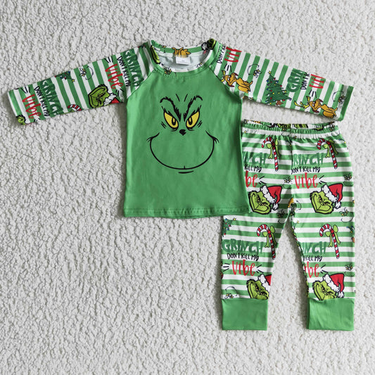 RTS NO MOQ ETA 5/7days Arrived BLP0085 Kids Christmas Clothing Boys Long Sleeve Top And Long Pants Pajamas Cartoon Print