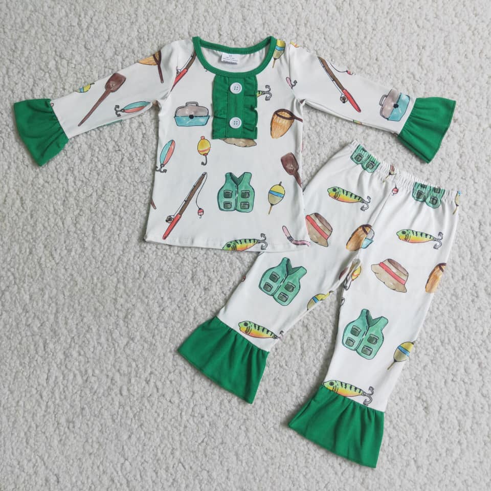 6 A3-11 2pcs green match girl's outfit