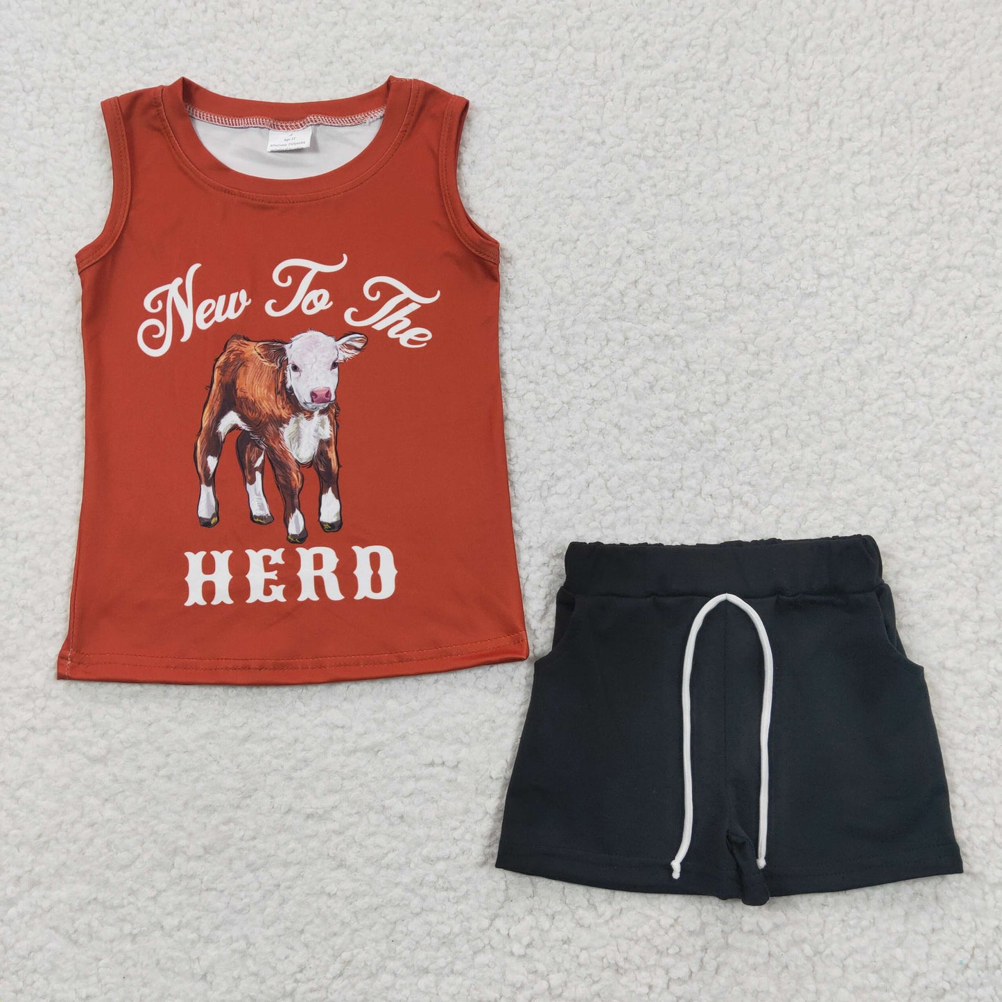 BSSO0222 Boys HERO Brown Sleeveless Shorts Set