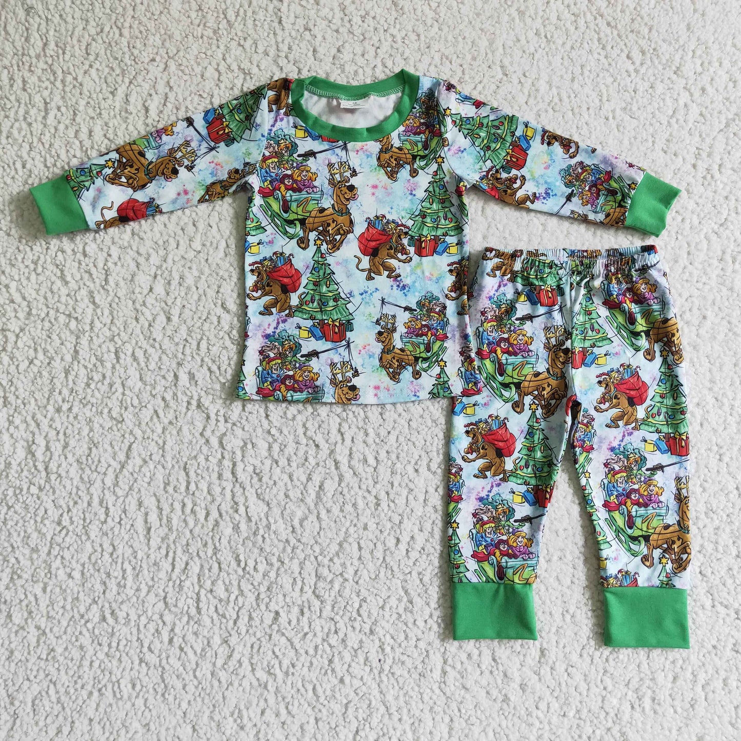 RTS NO MOQ ETA 5/7days Arrived BLP0089 Kids Christmas Clothing Boys Long Sleeve Top And Long Pants Pajamas Cartoon Print