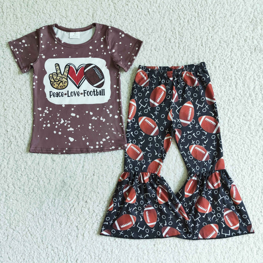 B5-16 Girls outfit short sleeve long pants set cartoon print