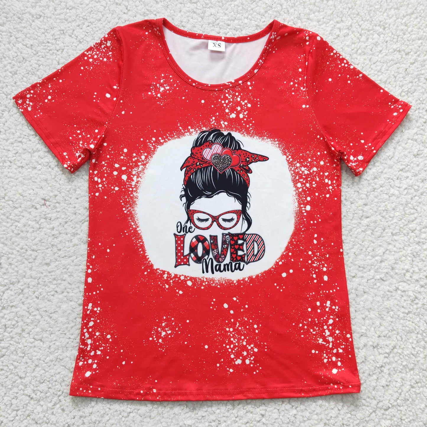 GT0120 Adult LOVED little girl red short-sleeved top