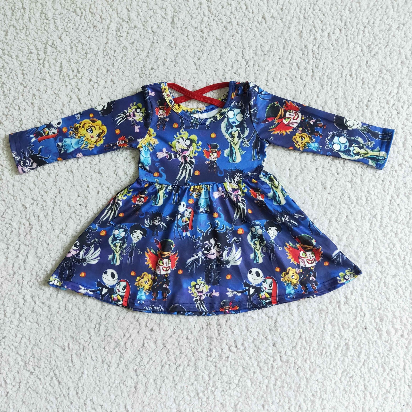 rts no moq GLD0034 baby dress girls long sleeve over knee dress