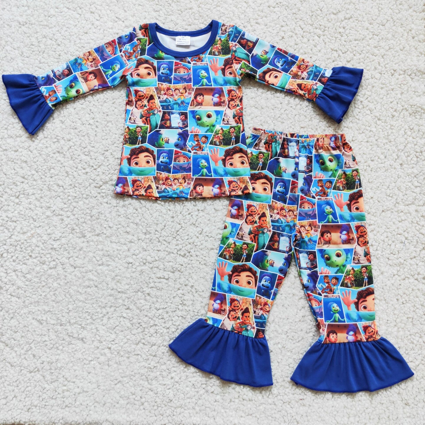 RTS NO MOQ ETA 5/7days arrived 6 A17-19 2pcs cartoon long sleeve match girl's pjs outfits