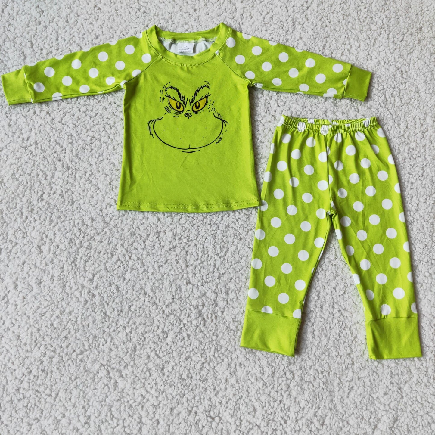 6 B11-20 2pcs green long sleeve match girl's pjs outfits