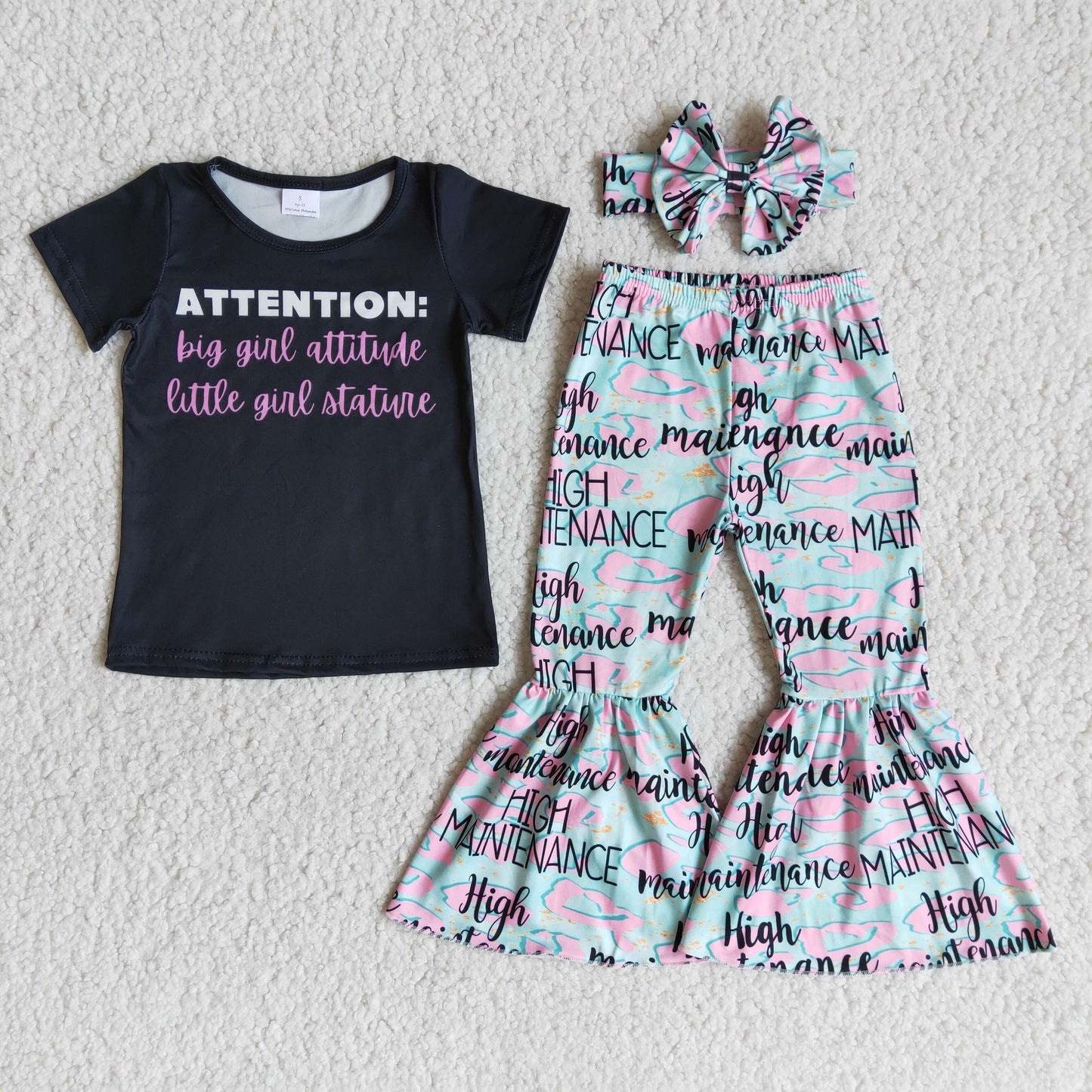 attention letter print long pants set