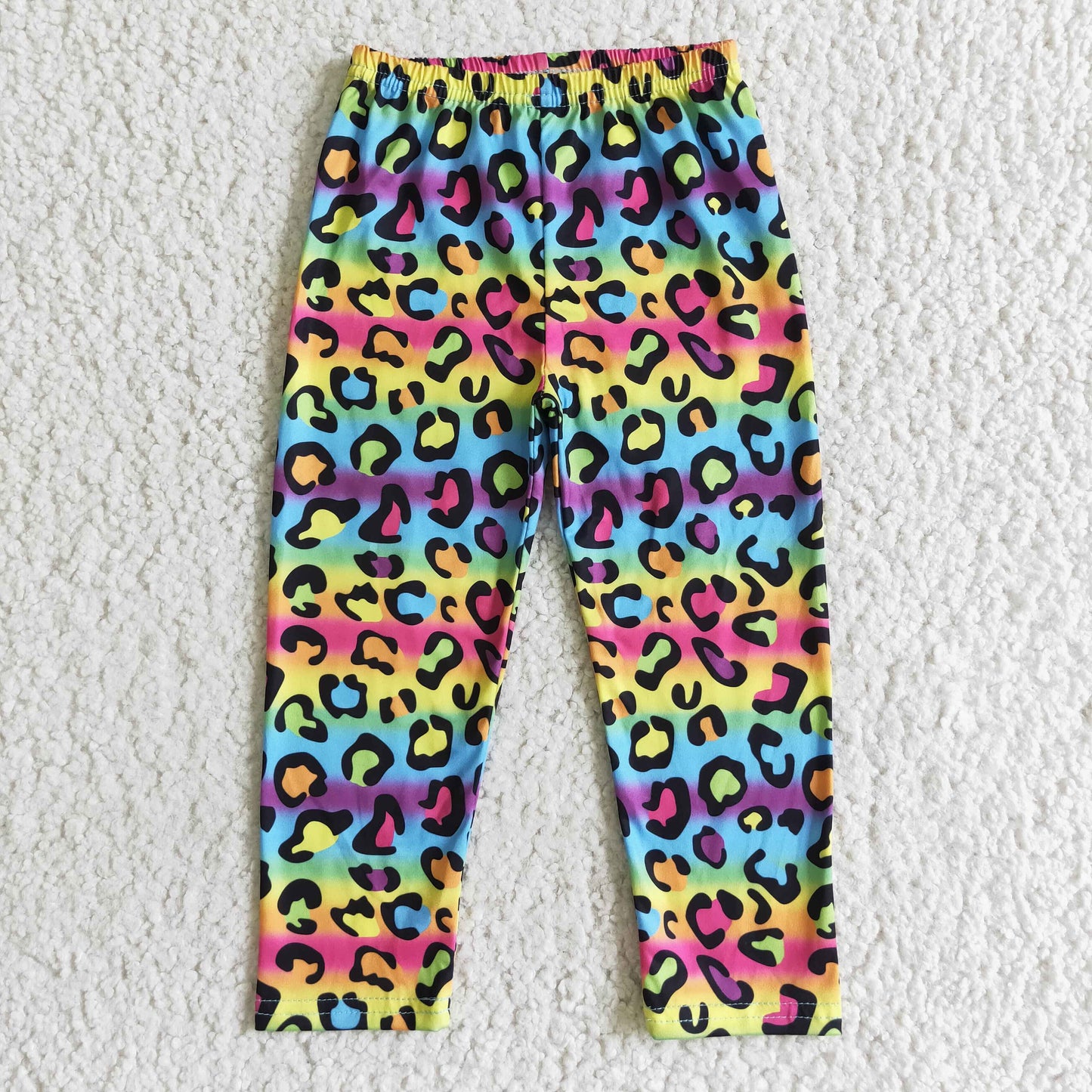 P0015 Girls Long Pants Leopard Print Multicolor PantsM