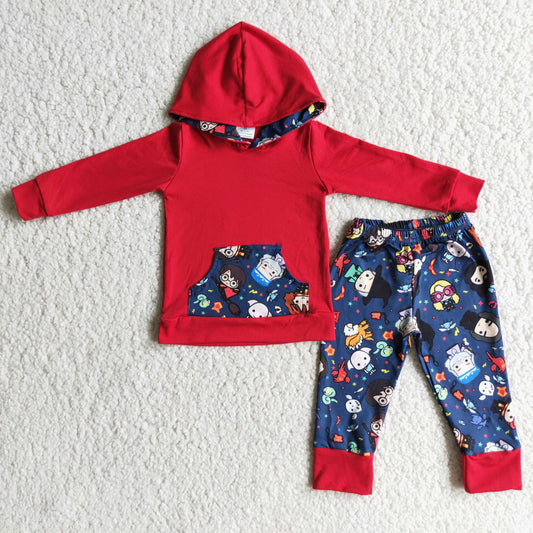 red carton Hooded outfits