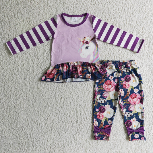 GLP0223 girls outfit long sleeve and long  print pants cartoon print