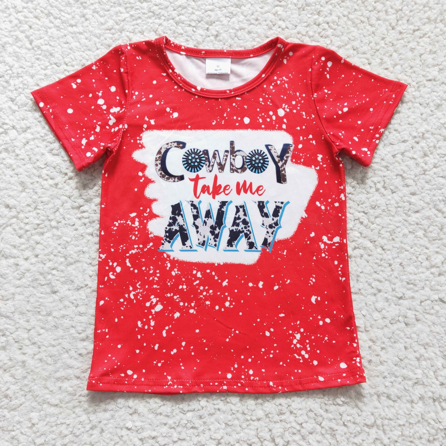 GT0105 Girls cowboy red short-sleeved top