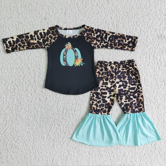 RTS NO MOQ（In Stock) 6 A13-15 Blue Pumpkin Leopard Pants Set