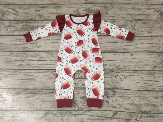 LR0178 baby clothing long sleeve long pants bodysuit milk silk baby romper football print