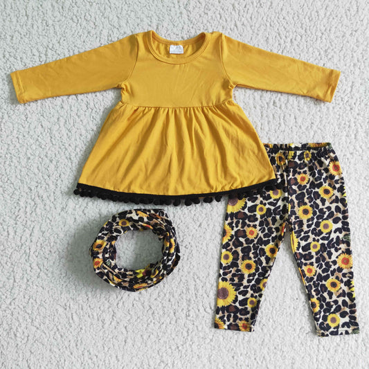 6 A20-30 Leopard Sunflower Yellow Long Sleeve Three Piece