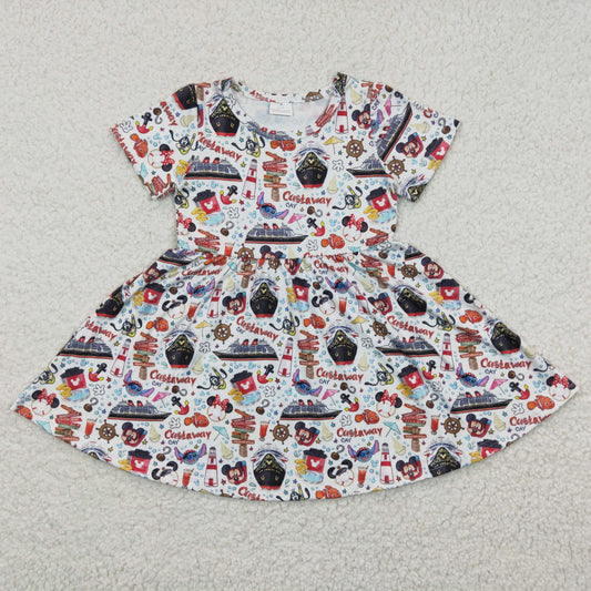GSD0290 Girls Mickey Steamboat Short Sleeve Dress