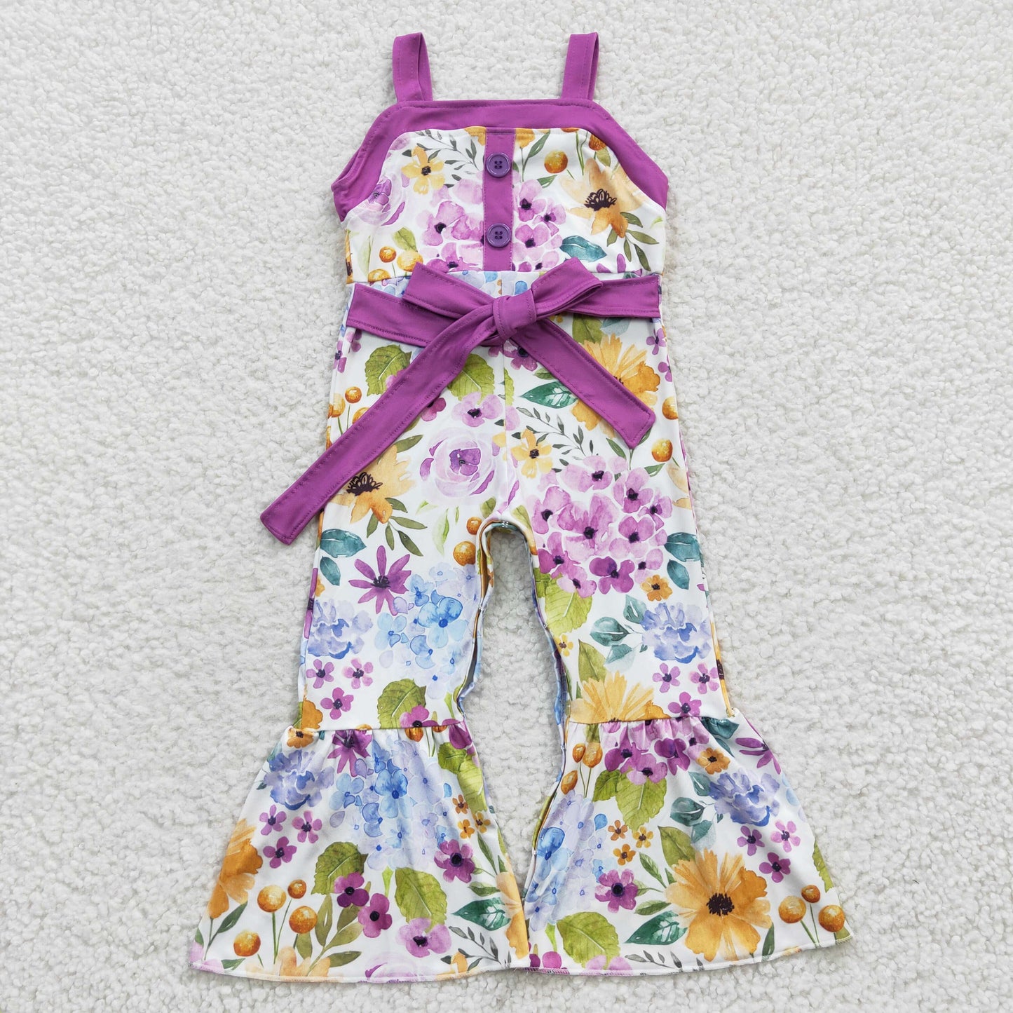 SR0301 Girls Flower Purple Tank Top Jumpsuit