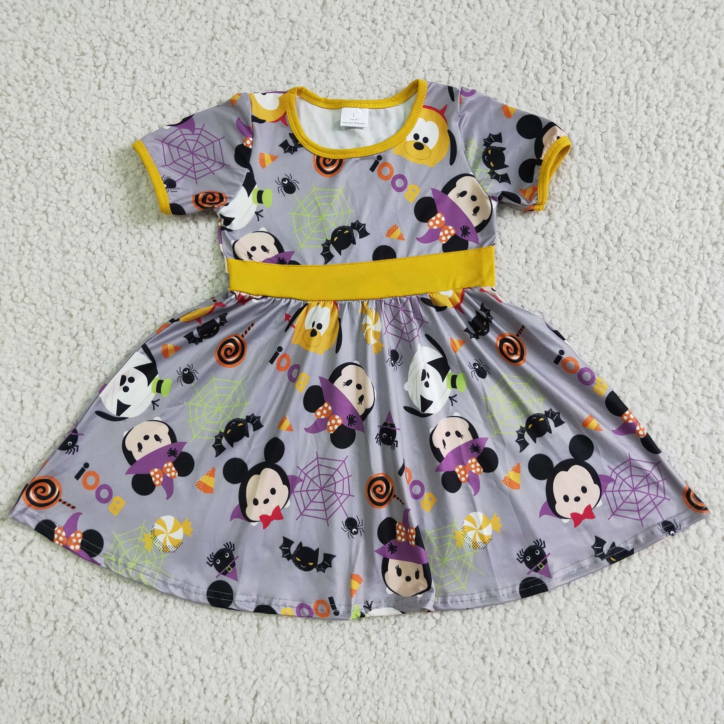 GSD0133 girls summer dress Halloween baby clothing over knee short sleeve dress milk silk