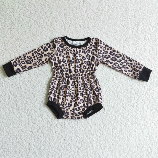 LR0108 baby clothing Leopard print long sleeve bodysuit milk silk baby romper