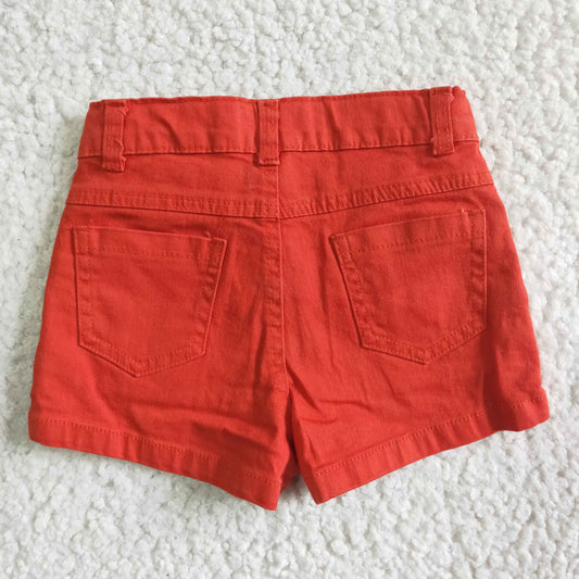 ORANGE COLOR DENIM SHORTS